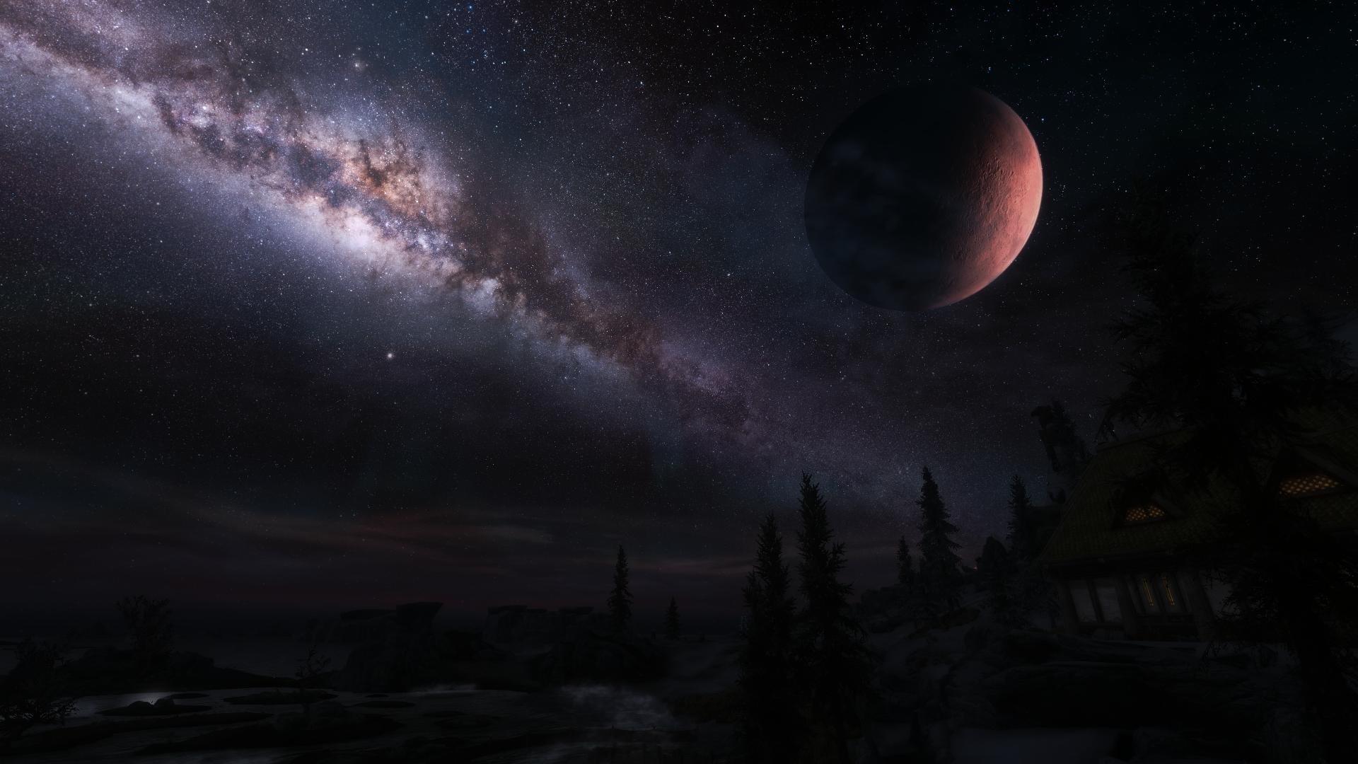 Skyrim Night Sky HD Wallpaper – Epic Elder Scrolls V Scene | 1920x1080 ...