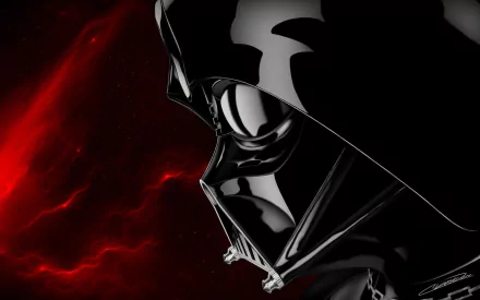 Darth Vader gazes menacingly against a striking red background in this HD Star Wars desktop wallpaper, capturing the iconic essence of the legendary movie character.