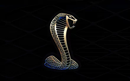 HD desktop wallpaper featuring a sleek Ford Mustang Shelby Cobra GT 500 emblem with a glowing metallic snake design against a dark background.