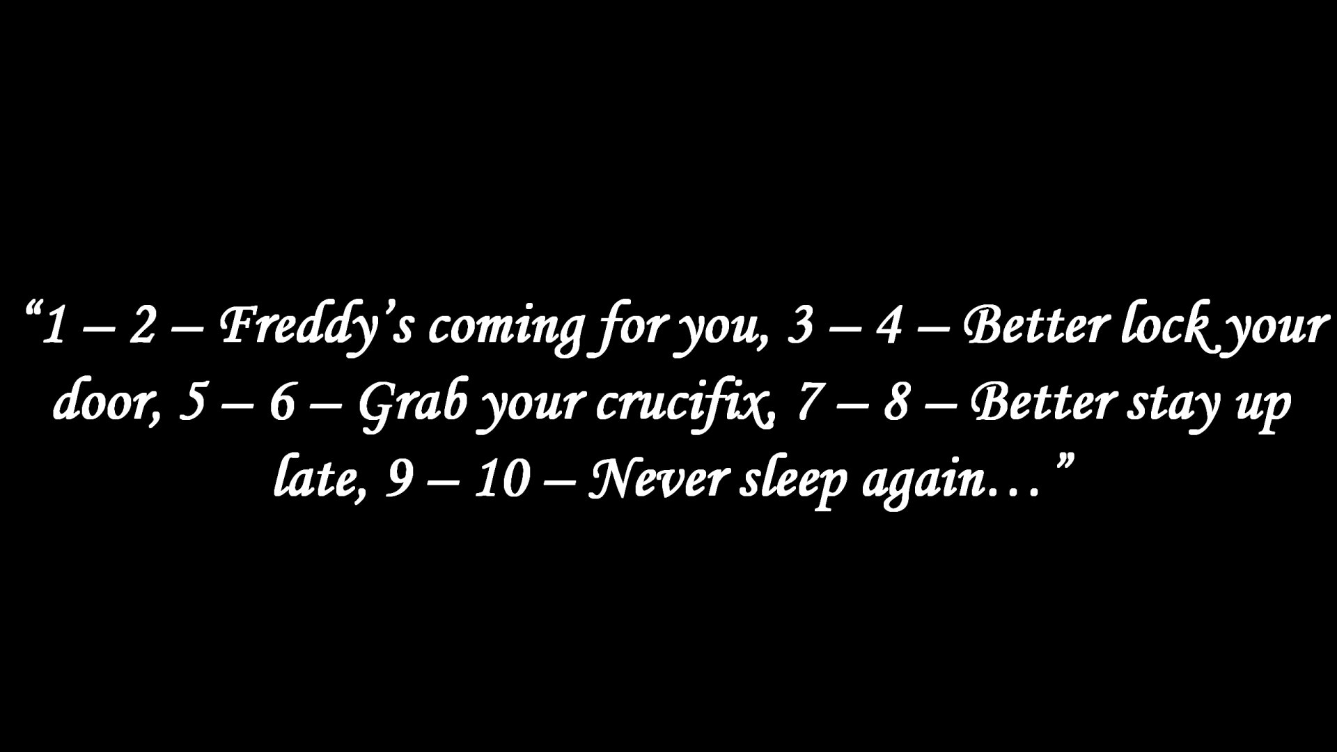 HD PC desktop wallpaper featuring iconic creepy text from the 1984 horror movie A Nightmare on Elm Street.