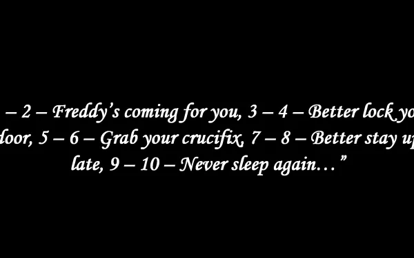 HD PC desktop wallpaper featuring iconic creepy text from the 1984 horror movie A Nightmare on Elm Street.