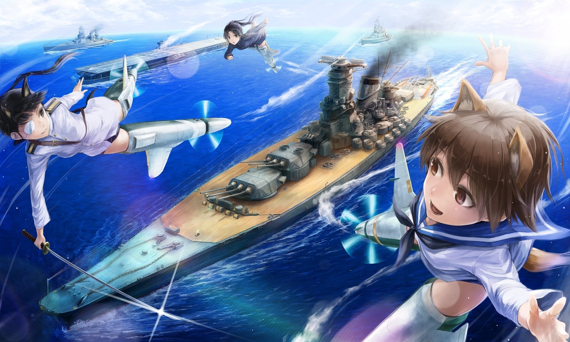 Epic Strike Witches HD Wallpaper Adventure on the Waves by Lif