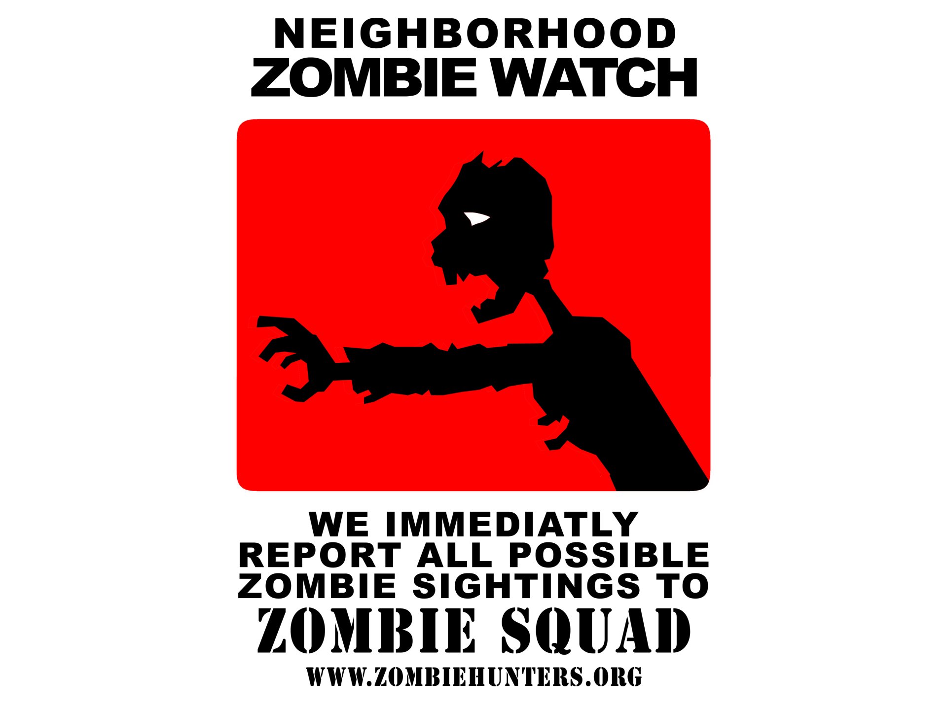 Dark zombie silhouette in a red warning panel labeled Zombie Watch — 4K Ultra HD PC desktop wallpaper and background.