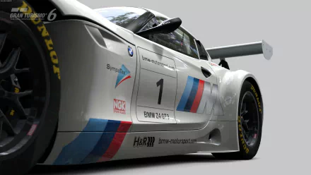 Close-up of a BMW race car from Gran Turismo 6, featured as an HD PC desktop wallpaper and background.
