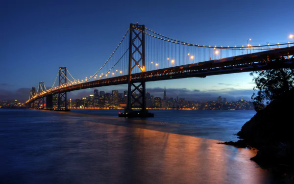 San Francisco man made Bay Bridge HD Desktop Wallpaper | Background Image