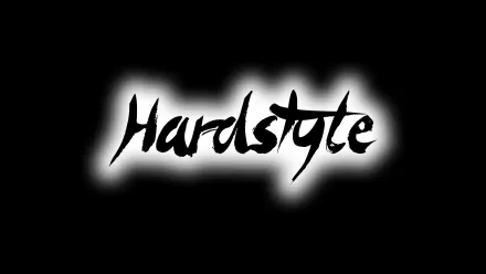 HD desktop wallpaper featuring the word Hardstyle in bold, dark-themed typography, representing dubstep and hardstyle music genres with a moody, intense vibe.