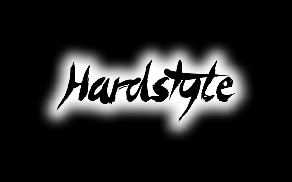 HD desktop wallpaper featuring the word Hardstyle in bold, dark-themed typography, representing dubstep and hardstyle music genres with a moody, intense vibe.