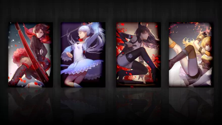 HD desktop wallpaper and background featuring Anime RWBY characters in action poses against a dark backdrop.