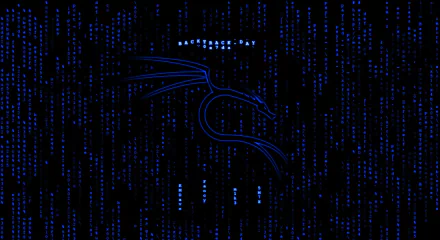 A vibrant HD desktop wallpaper featuring a sleek blue dragon amidst a backdrop of flowing digital code, symbolizing technology and Linux themes.