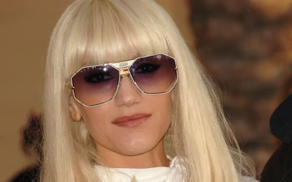 HD desktop wallpaper featuring Gwen Stefani with blonde hair and sunglasses, capturing her iconic music style.