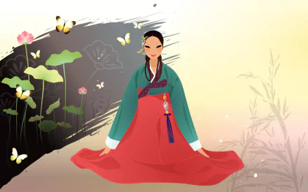 traditional costume Korea woman artistic HD Desktop Wallpaper | Background Image