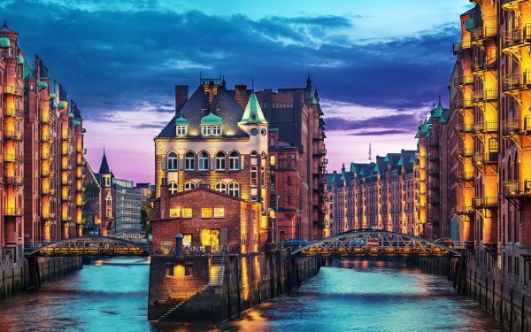 Man Made Hamburg Cities Germany Night Light City HD Wallpaper | Background Image