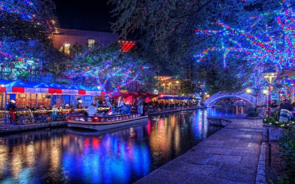 Man Made San Antonio Cities United States Christmas Christmas Lights Light Christmas Ornaments HDR HD Wallpaper | Background Image
