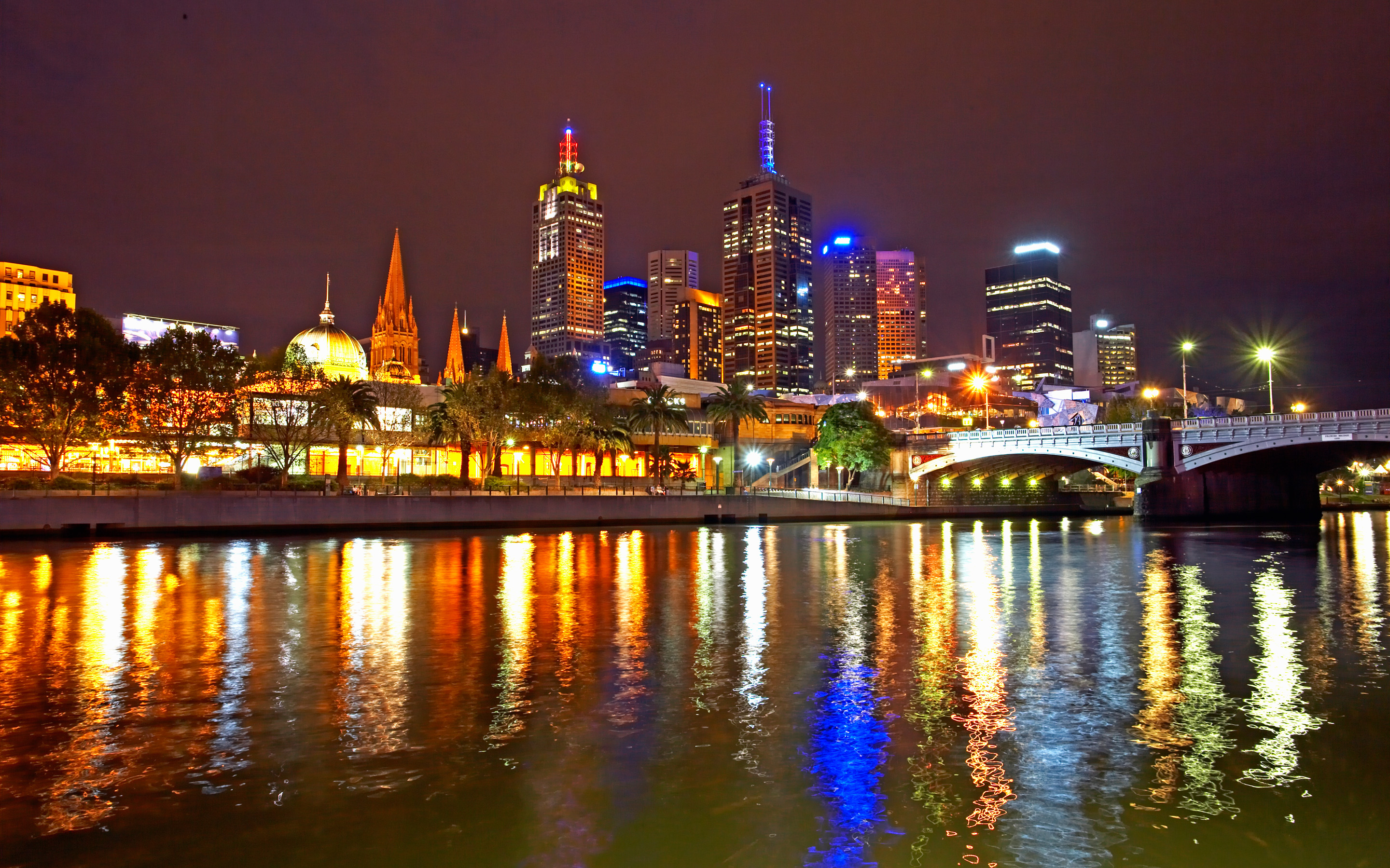Melbourne Yarra River Nightscape HD Wallpaper Melbourne Yarra River Nightscape HD Wallpaper