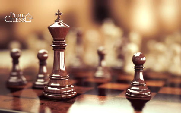 HD wallpaper of a chessboard focused on a king and pawn, capturing the strategic essence of the game with a professional finish, perfect as a desktop background.