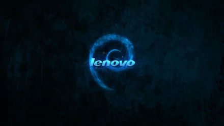 HD desktop wallpaper featuring the Lenovo logo, set against a dark, swirling blue background, creating a sleek and modern technology aesthetic.