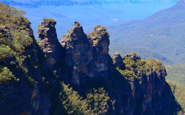scenic nature Australia cliff Three Sisters (Australia) mountain katoomba Blue Mountains Three Sisters HD Desktop Wallpaper | Background Image