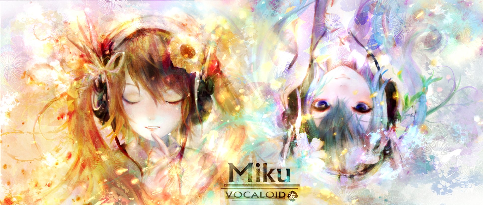 A vibrant HD wallpaper featuring Hatsune Miku, an iconic Vocaloid character, surrounded by colorful floral elements and a dreamy, artistic background.
