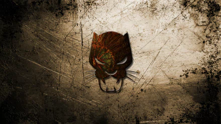 An artistic depiction of the Black Panther symbol from Marvel Comics, featuring a textured, gritty background, designed as a high-definition desktop wallpaper.