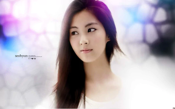 HD PC desktop wallpaper featuring Seohyun from Girls' Generation (SNSD) with a soft, dreamy background reflecting the music theme.