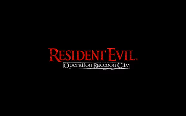 A striking 8K Ultra HD wallpaper featuring the logo for Resident Evil: Operation Raccoon City, showcasing the iconic horror video game.