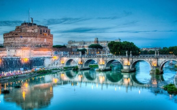 Man Made Castel Sant'Angelo Castles Italy Night HD Wallpaper | Background Image