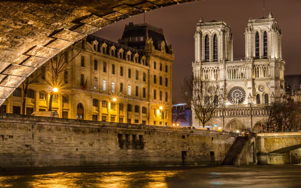 night Paris religious Notre-Dame de Paris HD Desktop Wallpaper | Background Image