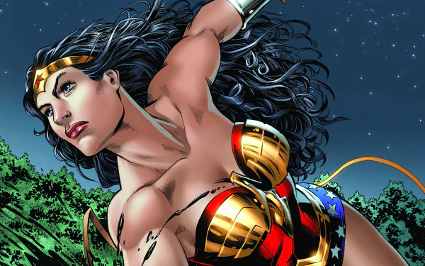 Wonder Woman comic hero in vibrant HD desktop wallpaper.