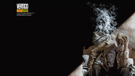 HD PC desktop wallpaper featuring John Constantine from the Hellblazer comic series, with dark, smoky, and mysterious artwork highlighted against a black background.