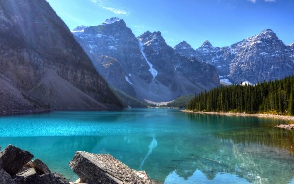 Tierra/Naturaleza Lago Moraine Lagos Banff National Park Alberta Canadá Canadian Rockies Lago Montaña Reflejo Acantilado Fondo de pantalla HD | Fondo de Escritorio