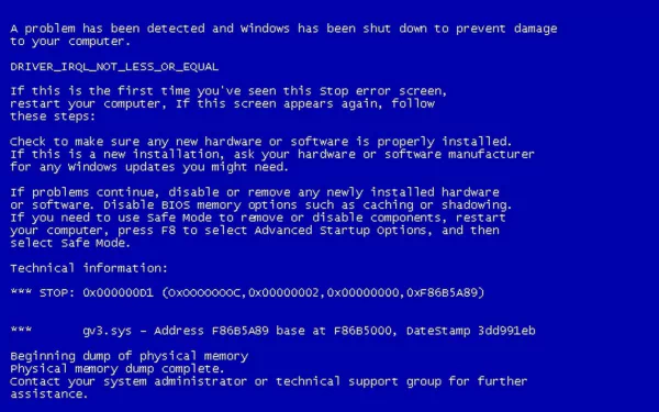 A HD PC desktop wallpaper featuring the infamous Windows blue screen error message, indicating a system shutdown due to detected issues.