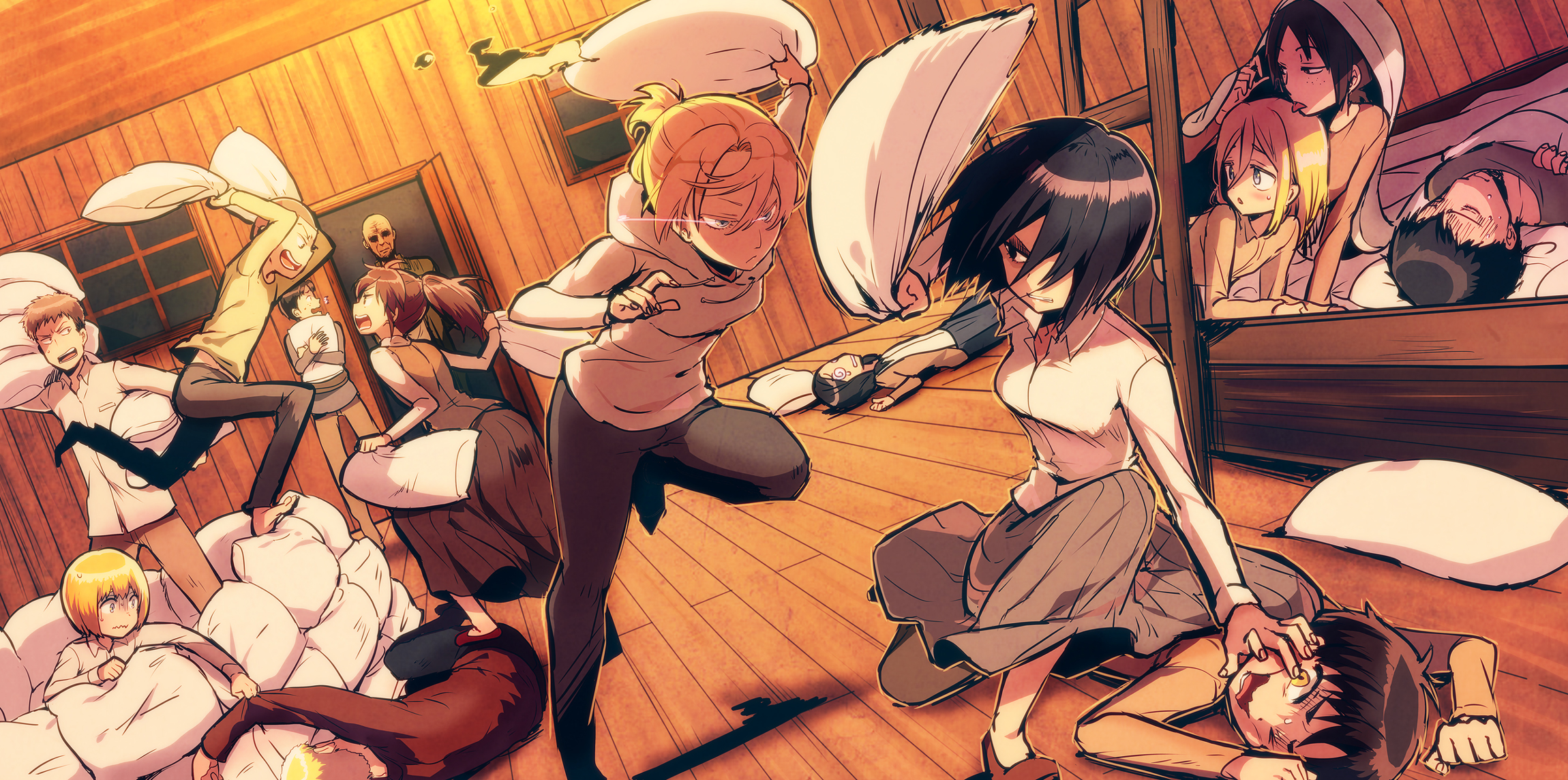 Attack on Titan Pillow Fight HD Wallpaper by KL