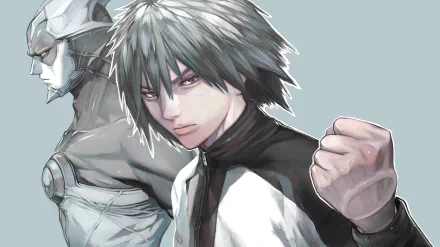 4K Ultra HD anime wallpaper featuring Jin Kanzaki and Zetman in dynamic poses with a detailed, intense background.