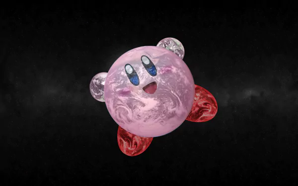 HD desktop wallpaper featuring Kirby from Super Smash Bros. Brawl set against a dark textured background.