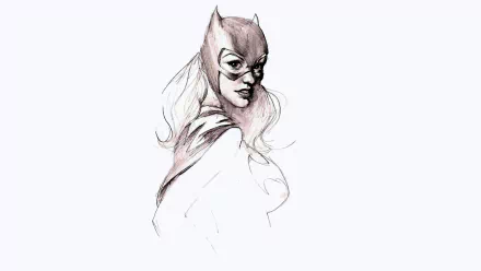 Dynamic illustration of Batgirl in a comic style, featuring her iconic mask and confident expression. This HD image works as a striking desktop wallpaper and background.
