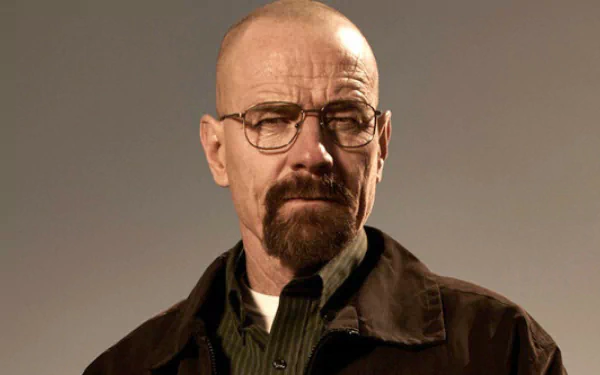HD desktop wallpaper featuring a stern Walter White from Breaking Bad portrayed by Bryan Cranston.
