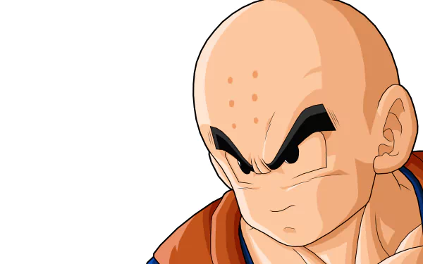 HD desktop wallpaper featuring Krillin from Dragon Ball Z, with a clear white background.