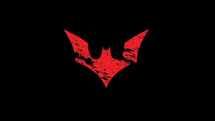 A striking Batman Beyond logo in bold red, set against a black background. This high-resolution image serves as an eye-catching 4K Ultra HD desktop wallpaper for comic fans.