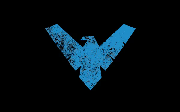 Nightwing logo in blue on a black background, showcasing DC Comics' iconic symbol. This 4K Ultra HD image serves as a striking PC desktop wallpaper or background.
