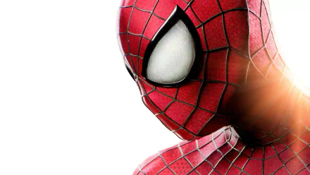 HD desktop wallpaper featuring Spider-Man from the movie The Amazing Spider-Man 2, showing a close-up of the superhero's masked face with a bright, clean background.