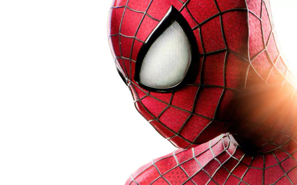 HD desktop wallpaper featuring Spider-Man from the movie The Amazing Spider-Man 2, showing a close-up of the superhero's masked face with a bright, clean background.