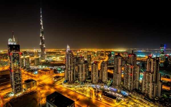 Man Made Dubai Cities United Arab Emirates Night HD Wallpaper | Background Image