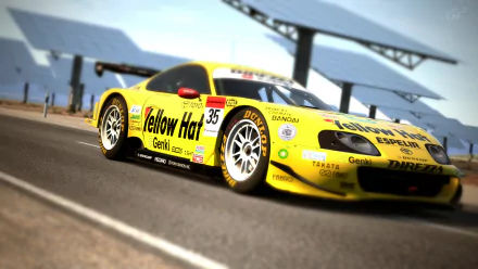 Toyota Supra racing car with Yellow Hat livery from Gran Turismo 6, displayed as a 4K Ultra HD PC desktop wallpaper and background.