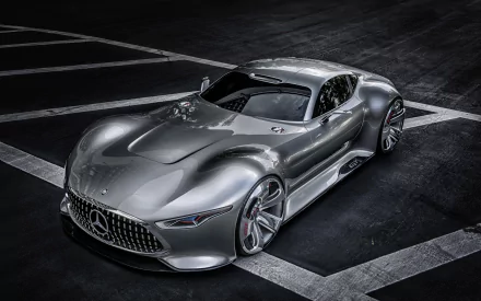 Silver Mercedes-AMG GT Mercedes-Benz AMG Vision Gran Turismo car showcased as a high-definition PC desktop wallpaper and background.