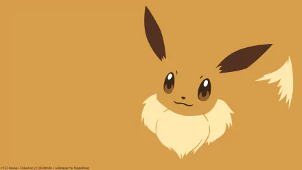 HD desktop wallpaper featuring an anime-style illustration of Eevee, a Pokémon from the series known for its many evolutions, set against a warm brown background.