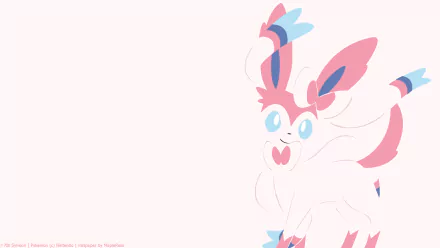 An HD wallpaper featuring Sylveon, an Eeveelution from Pokémon, illustrated in a vibrant anime style with playful colors against a soft background.