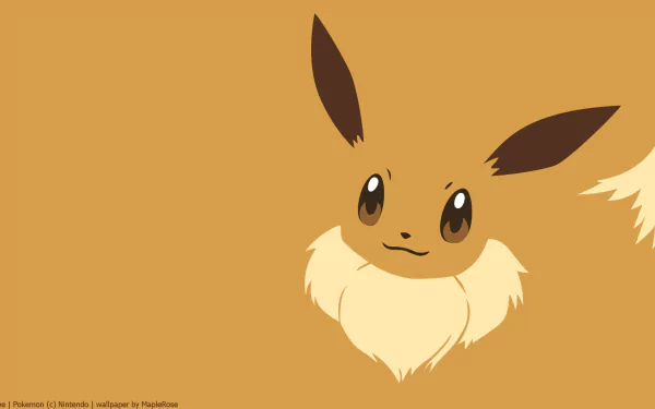 HD desktop wallpaper featuring an anime-style illustration of Eevee, a Pokémon from the series known for its many evolutions, set against a warm brown background.