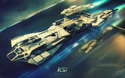 Futuristic sci-fi spaceship from Star Citizen video game, depicted in HD with dynamic lighting, designed as a PC desktop wallpaper and background.