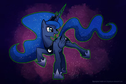 A vibrant HD wallpaper featuring Princess Luna from My Little Pony: Friendship Is Magic, showcasing her enchanting design against a cosmic background. 
