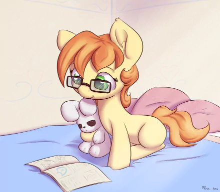 HD desktop wallpaper featuring a rabbit character from the TV show My Little Pony: Friendship Is Magic, holding a small plush toy.